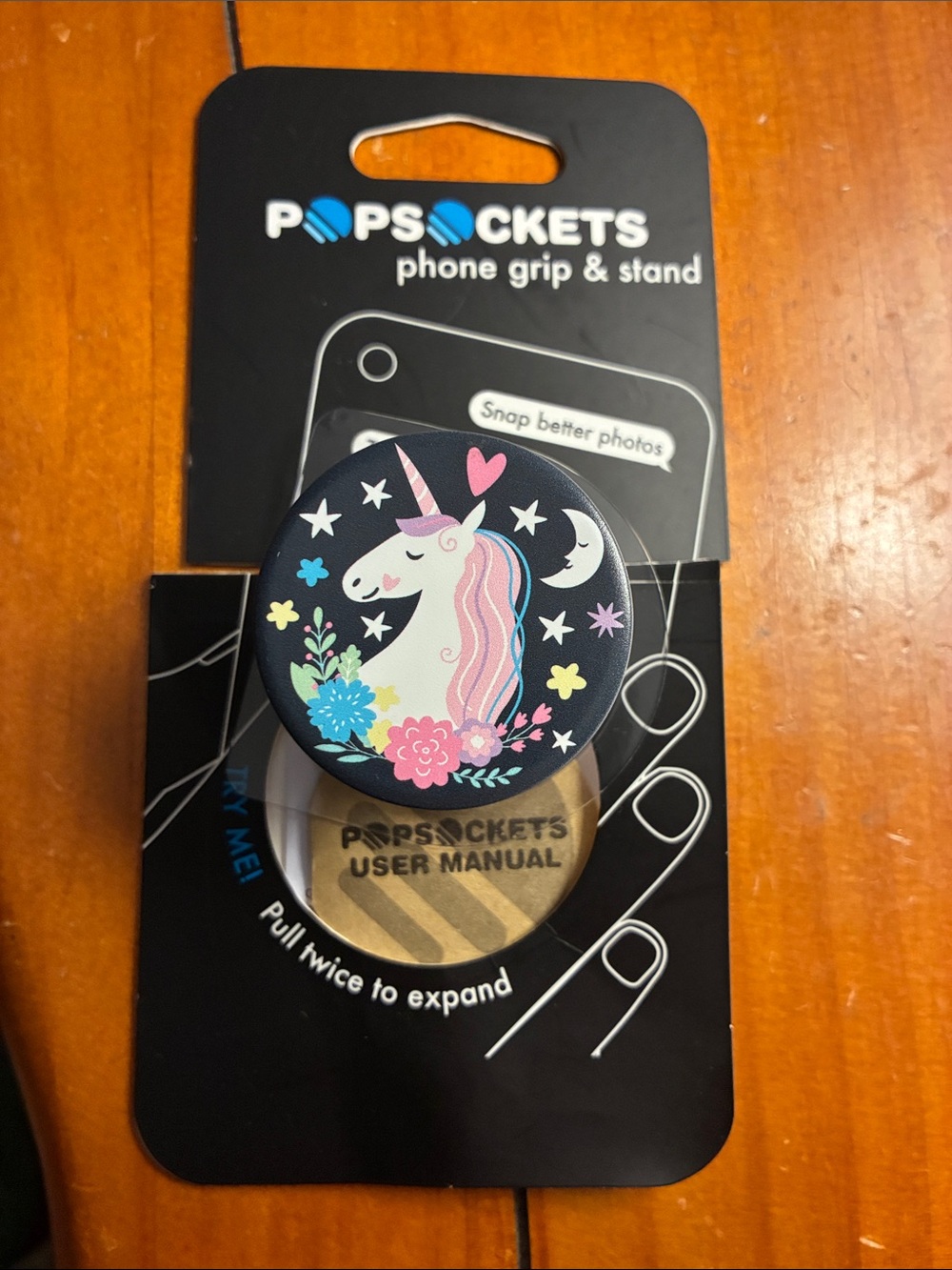 PopSocket Unicorn Phone Grip & Stand - Black with Pink, Blue, White Accents